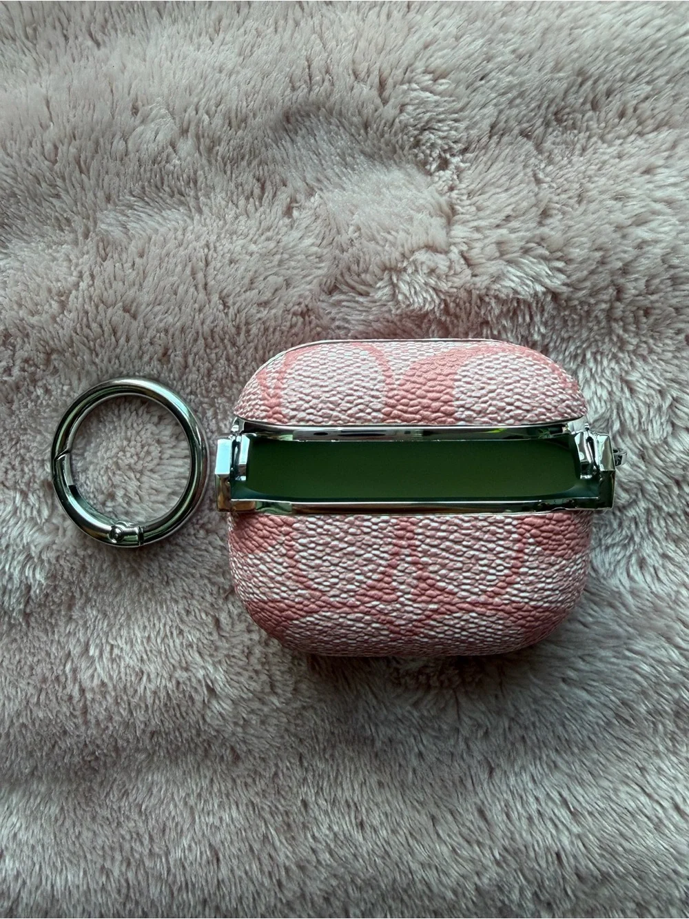Pink Patterne AirPods  Case with Silver Key Ring